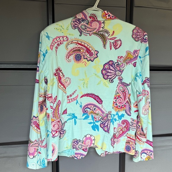 Peter Nygard Teal Paisley Blazer - Picture 6 of 9